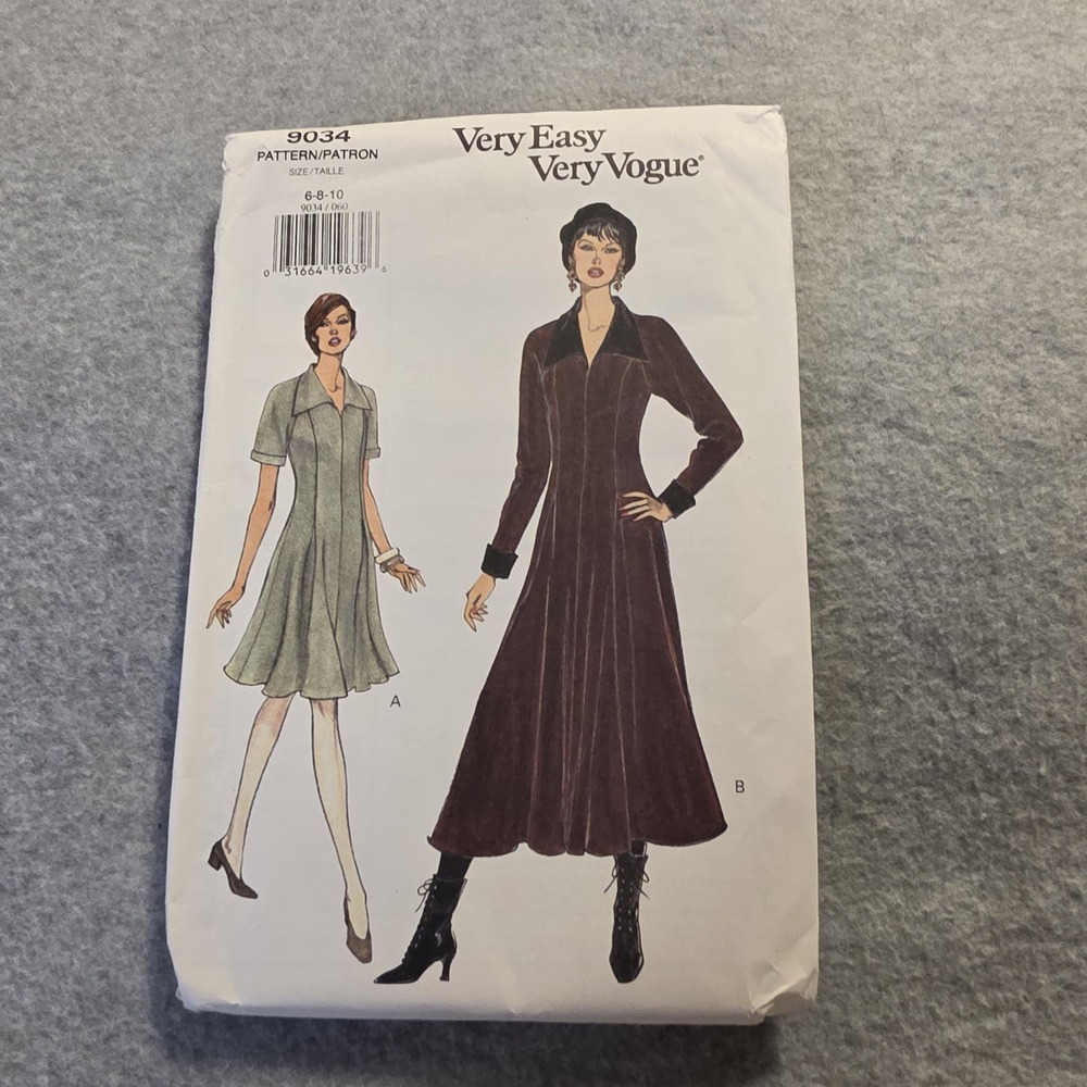 Vogue Very Easy Very Vogue Dress Sewing Pattern 9034 Misses Sz 6-8-10